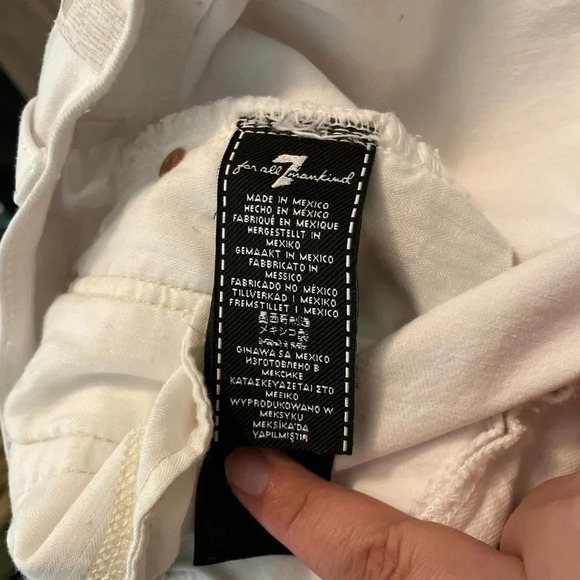 7 for all mankind white cropped Alexa high rise waist fringe at bottom size 32 - Picture 9 of 13